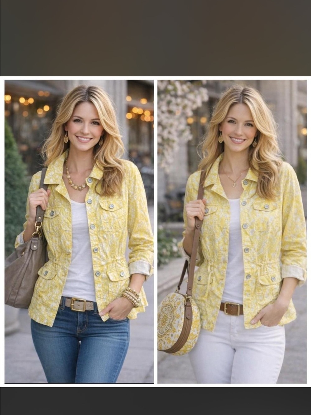 CAbi Yellow Printed Jean Jacket